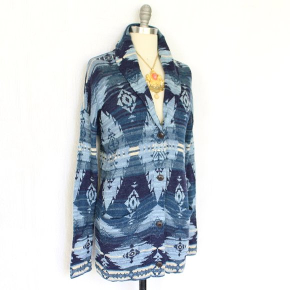 Ralph Lauren Denim & Supply Blue Southwest Cardigan Sweater Jacket L - Picture 6 of 10